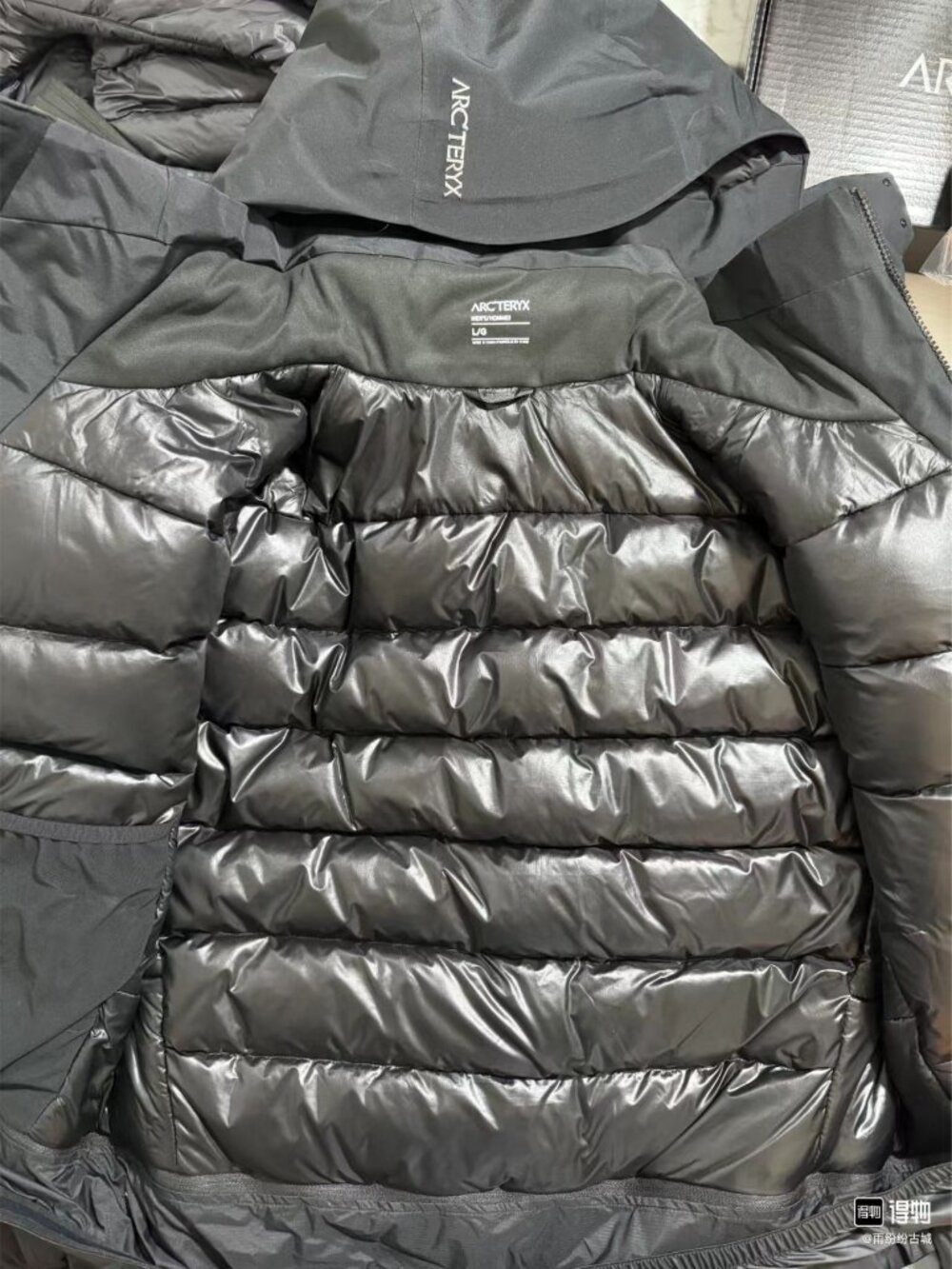 Men's Goose Down Arcteryx Logo Waterproof Warm Hooded Ski Puffer Jacket L - Picture 7 of 8